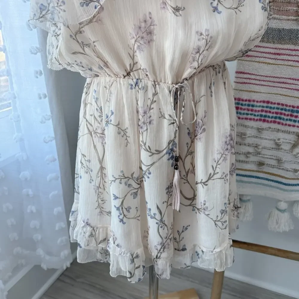 Zimmerman Beige Floral 100% Silk One Shoulder Ruffled Playsuit Women’s 3 US 10 - Picture 4 of 13